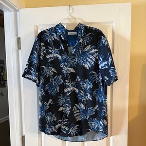 Caribbean Blue and White Tropical Men's Shirt